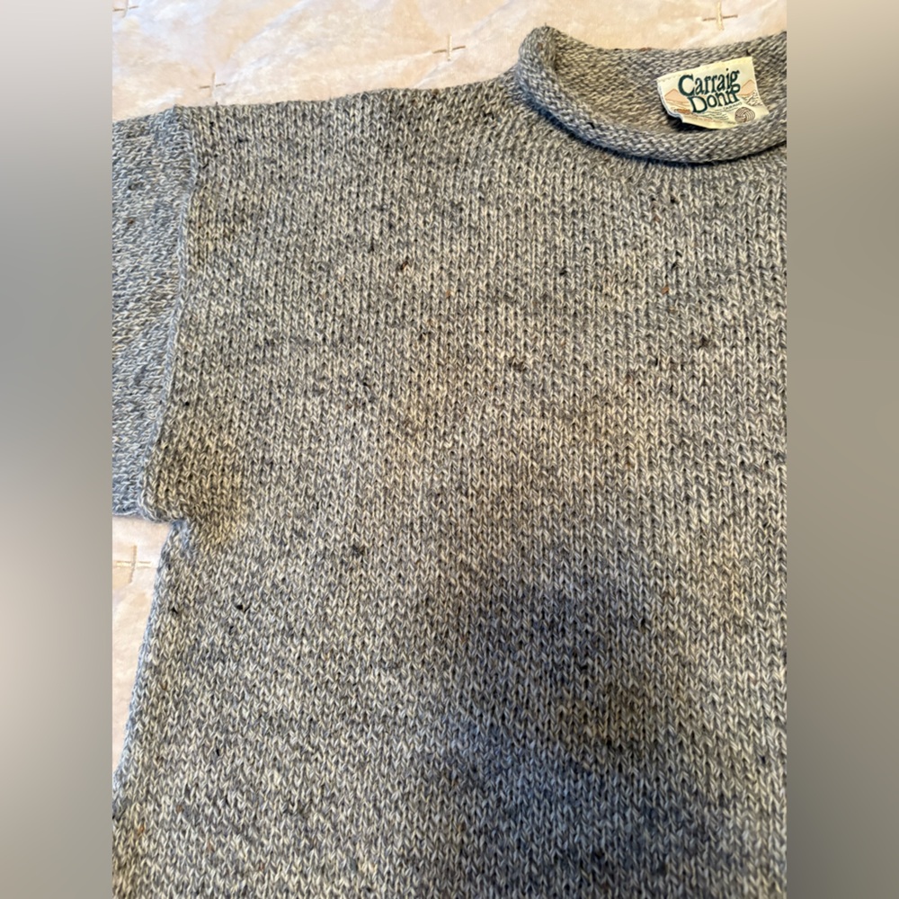 Carraig Donn Gray Speckled New Wool Knit Ireland Sweater Oversized Women’s Sz M - Picture 9 of 14